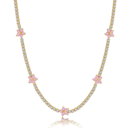 [Perla Lux]Luxurious Colorful Flower Tennis Necklace