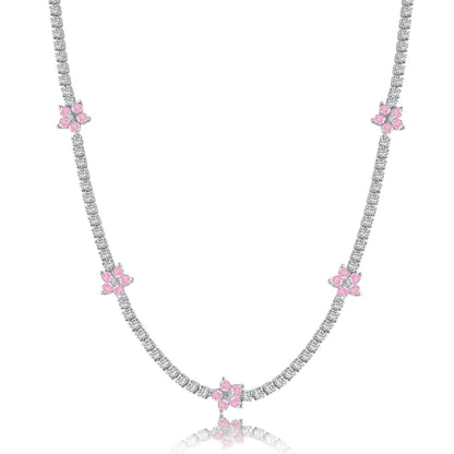 [Perla Lux]Luxurious Colorful Flower Tennis Necklace