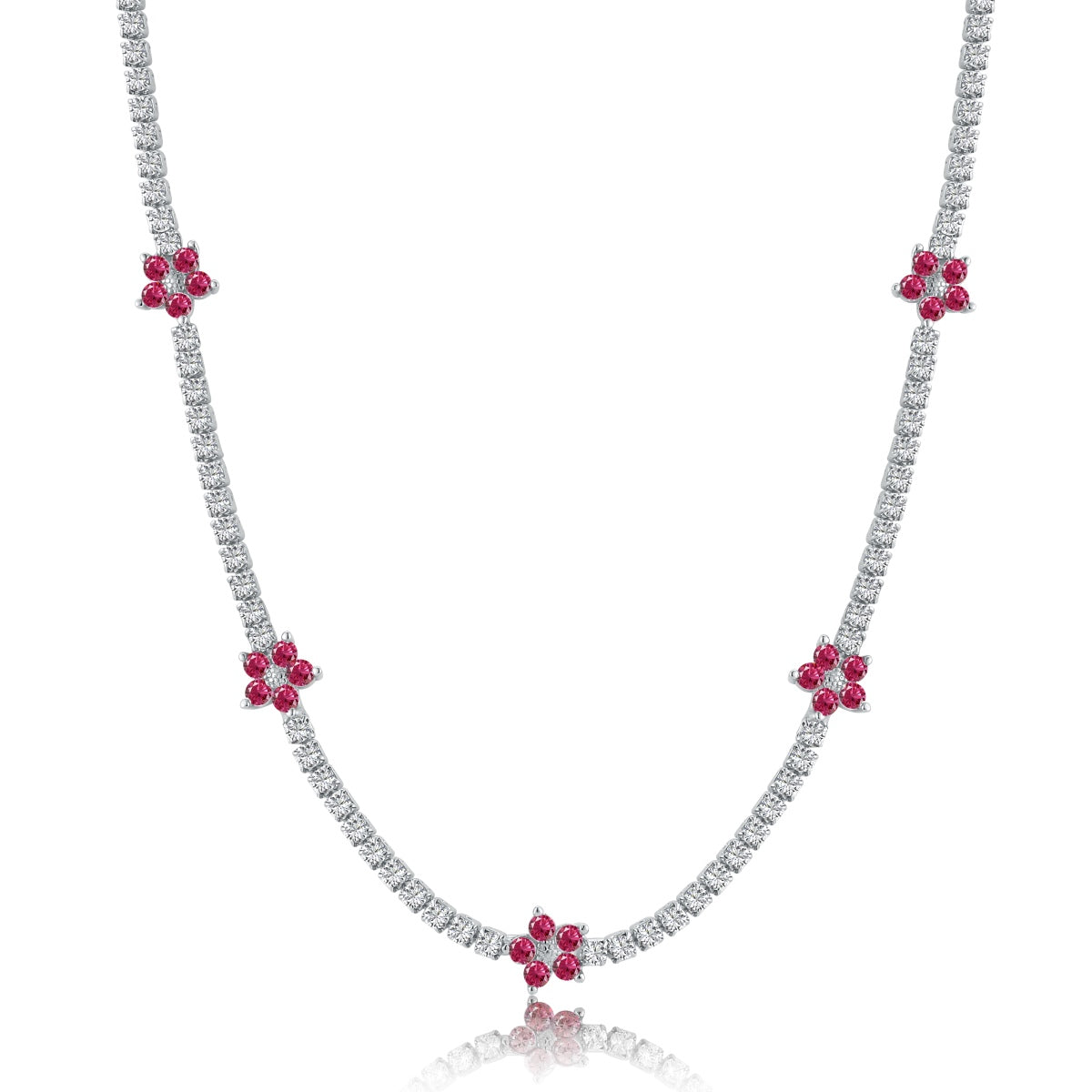 [Perla Lux]Luxurious Colorful Flower Tennis Necklace