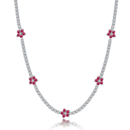 [Perla Lux]Luxurious Colorful Flower Tennis Necklace