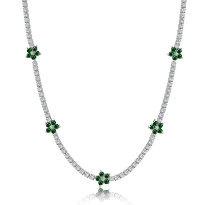 [Perla Lux]Luxurious Colorful Flower Tennis Necklace