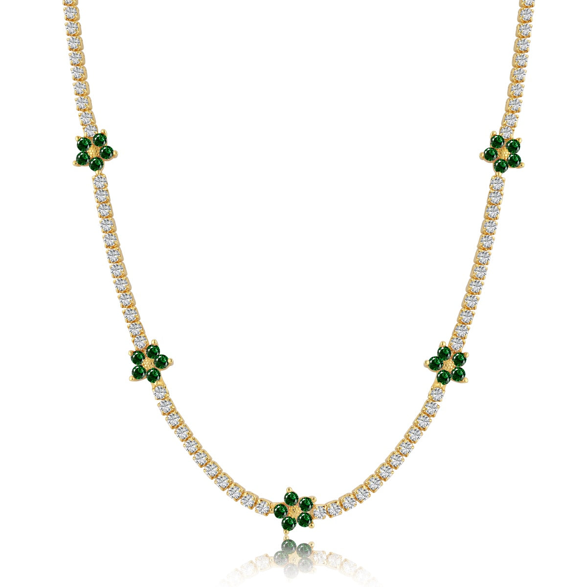 [Perla Lux]Luxurious Colorful Flower Tennis Necklace