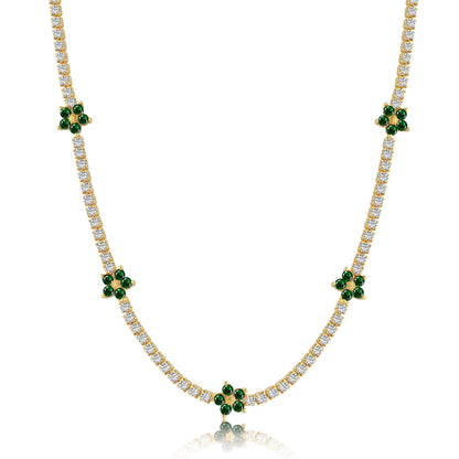 [Perla Lux]Luxurious Colorful Flower Tennis Necklace