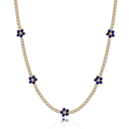 [Perla Lux]Luxurious Colorful Flower Tennis Necklace