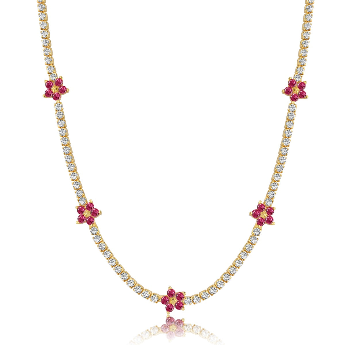 [Perla Lux]Luxurious Colorful Flower Tennis Necklace