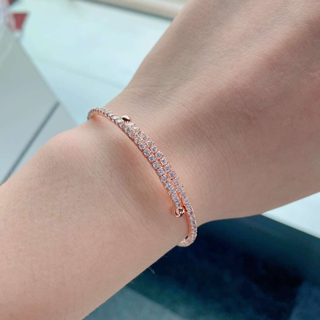 [Perla Lux]Row of Diamonds Round Fashion Bracelet