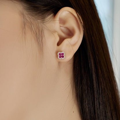 [Perla Lux]Four-Leaf Clover Flower Shaped Earrings