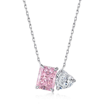 [Perla Lux]Dazzling Square & Heart Shape Necklace