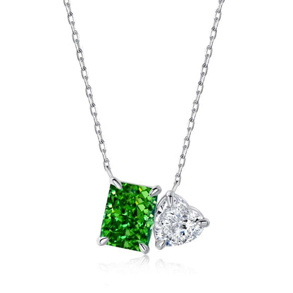 [Perla Lux]Dazzling Square & Heart Shape Necklace