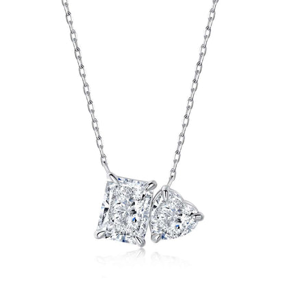 [Perla Lux]Dazzling Square & Heart Shape Necklace