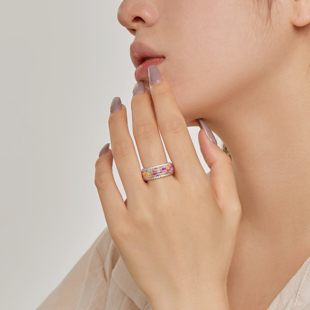 [Perla Lux]Radiant Colorful Radiant Cut Daily Ring