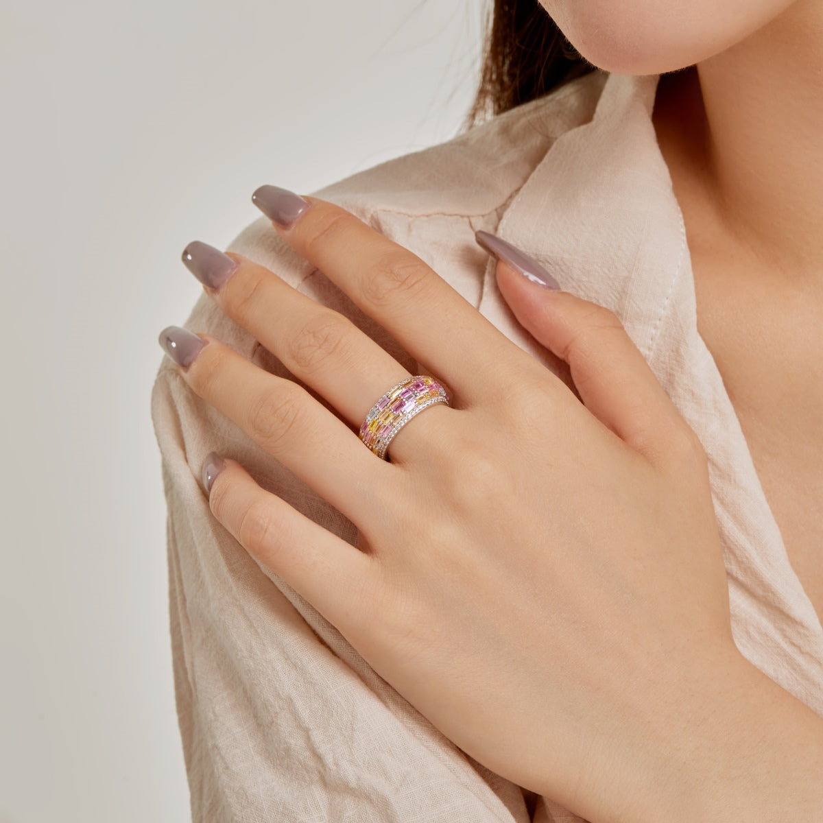 [Perla Lux]Radiant Colorful Radiant Cut Daily Ring