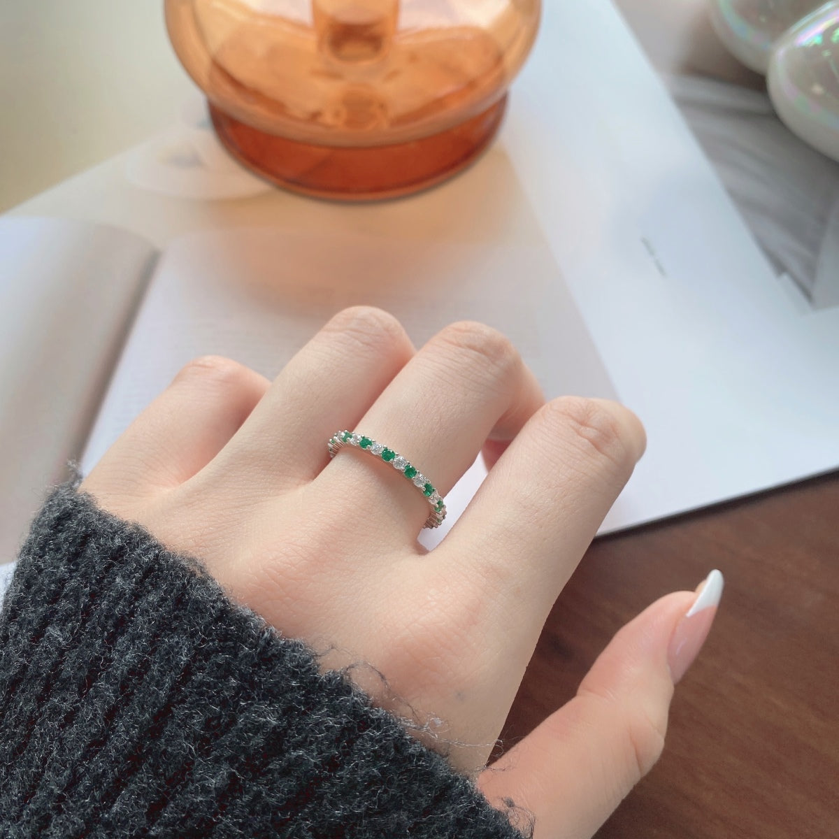 [Perla Lux]Exquisite Colorful Round Cut Tennis Ring