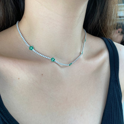 [Perla Lux]Luxurious Colorful Flower Tennis Necklace