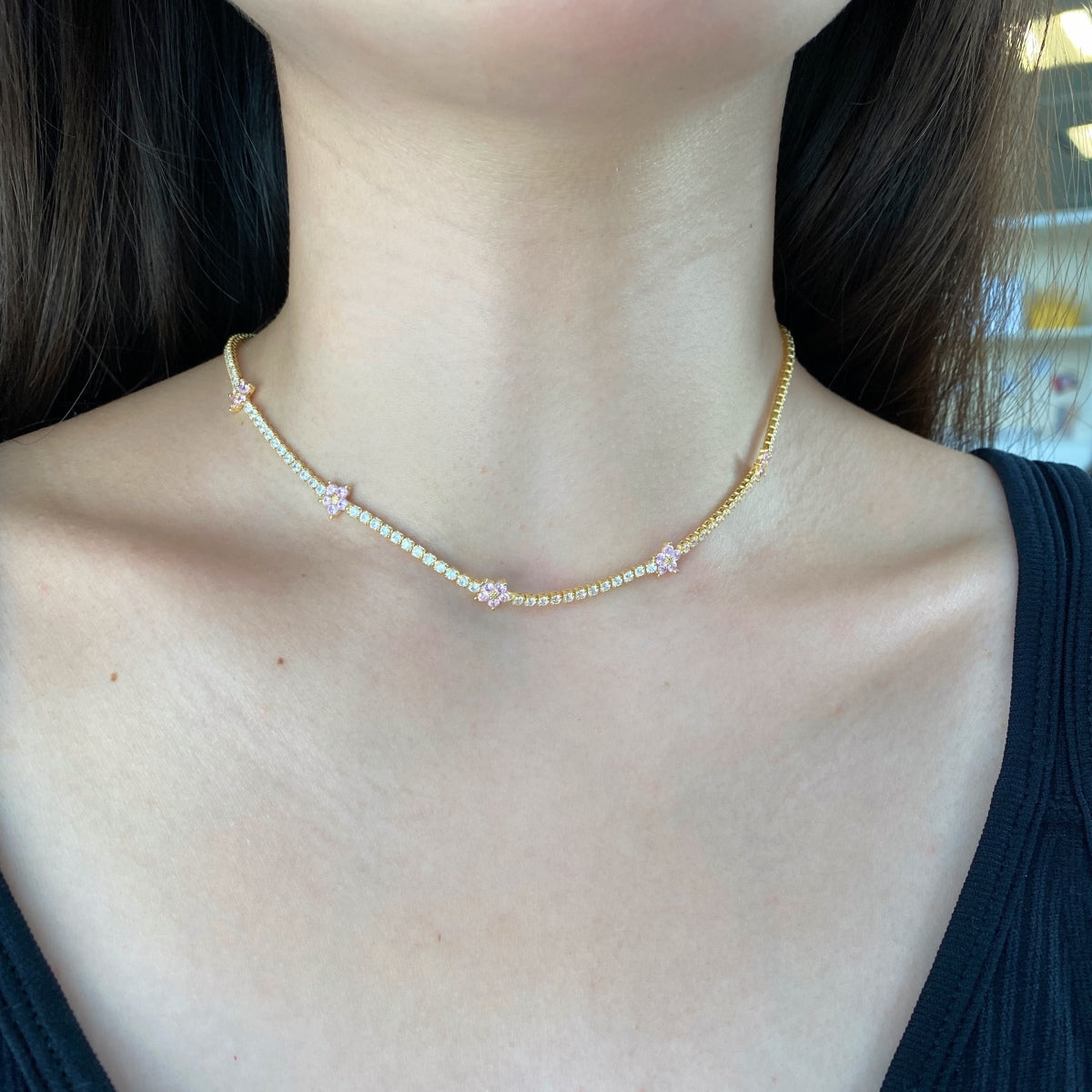 [Perla Lux]Luxurious Colorful Flower Tennis Necklace