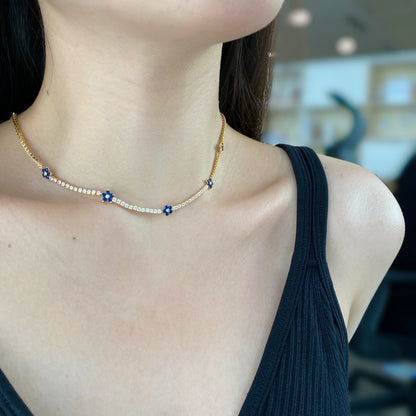[Perla Lux]Luxurious Colorful Flower Tennis Necklace