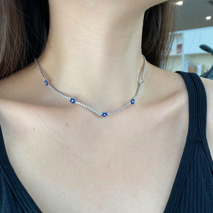[Perla Lux]Luxurious Colorful Flower Tennis Necklace