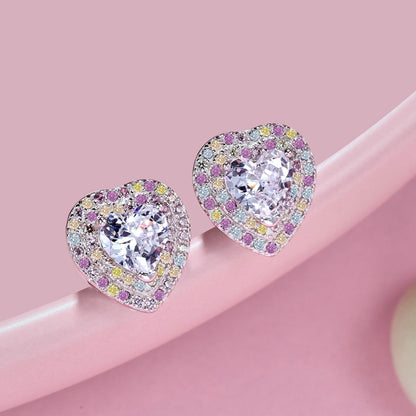 [Perla Lux]Dazzling Heart Shape Lover Earrings