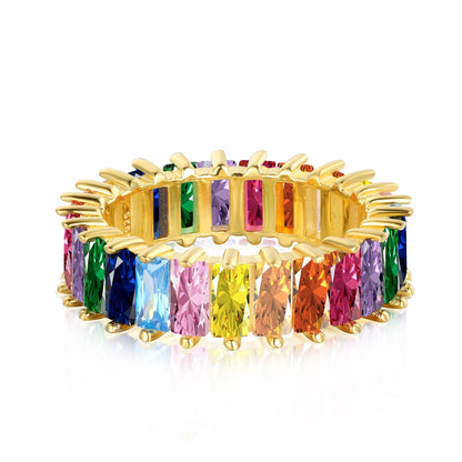 [Perla Lux]Unique Colorful Radiant Cut RIng