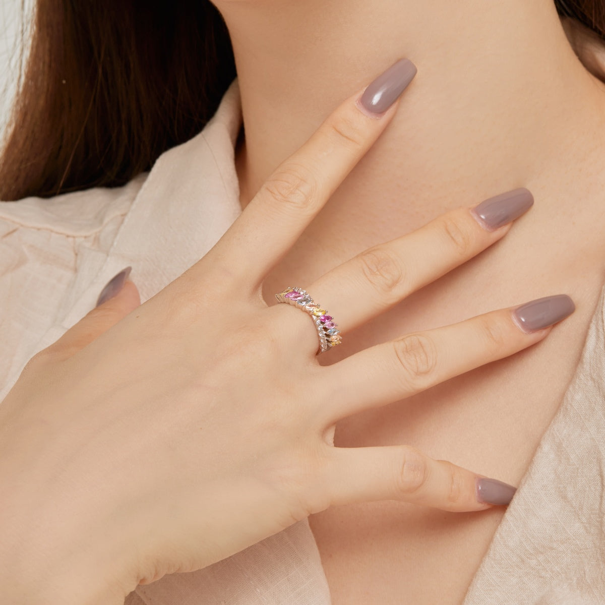 [Perla Lux]Unique Colorful Marquise Cut Daily Ring