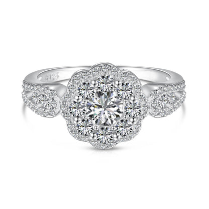 [Perla Lux]Delicate Colorful Round Cut Flower Shape Wedding Ring