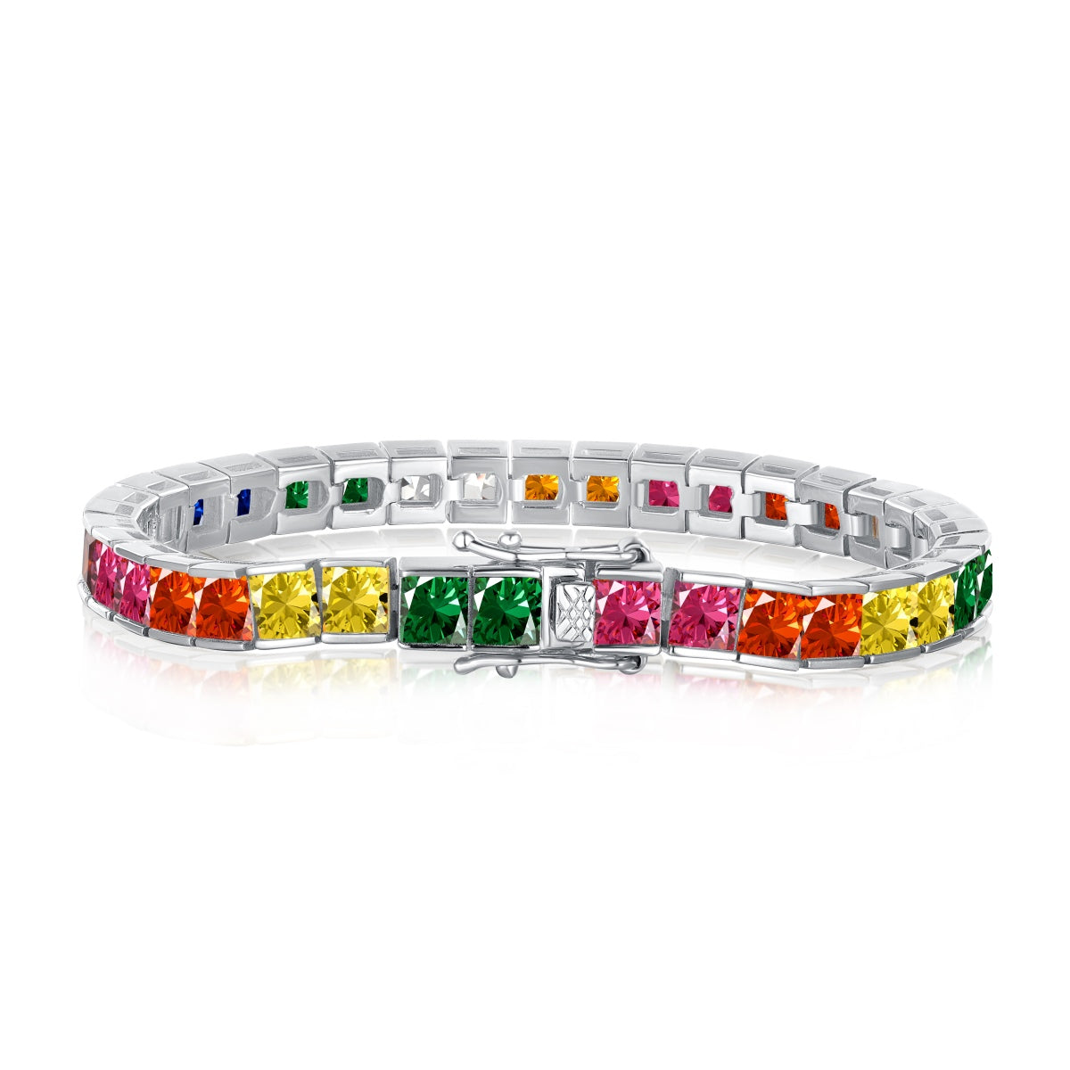 [Perla Lux]Radiant Colorful Princess Cut Tennis Bracelet