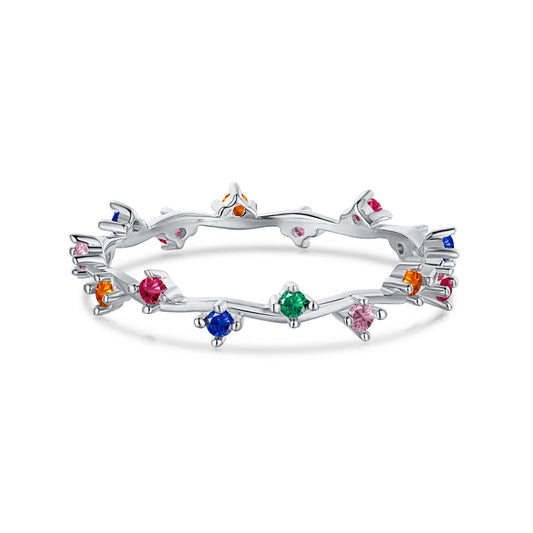 [Perla Lux]Radiant Colorful Round Cut Daily Ring