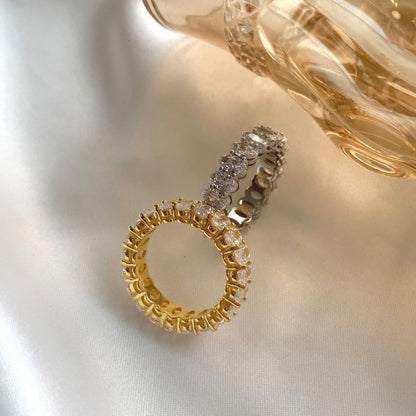 [Perla Lux]Ornate Oval Cut Tennis Ring