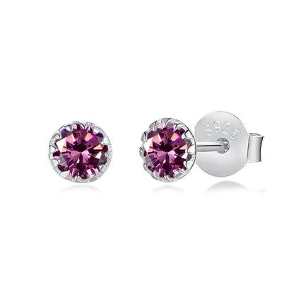 [Perla Lux]Sparkling Colorful Round Shape Earrings