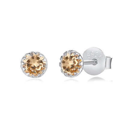 [Perla Lux]Sparkling Colorful Round Shape Earrings