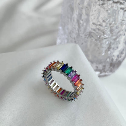 [Perla Lux]Unique Colorful Radiant Cut RIng