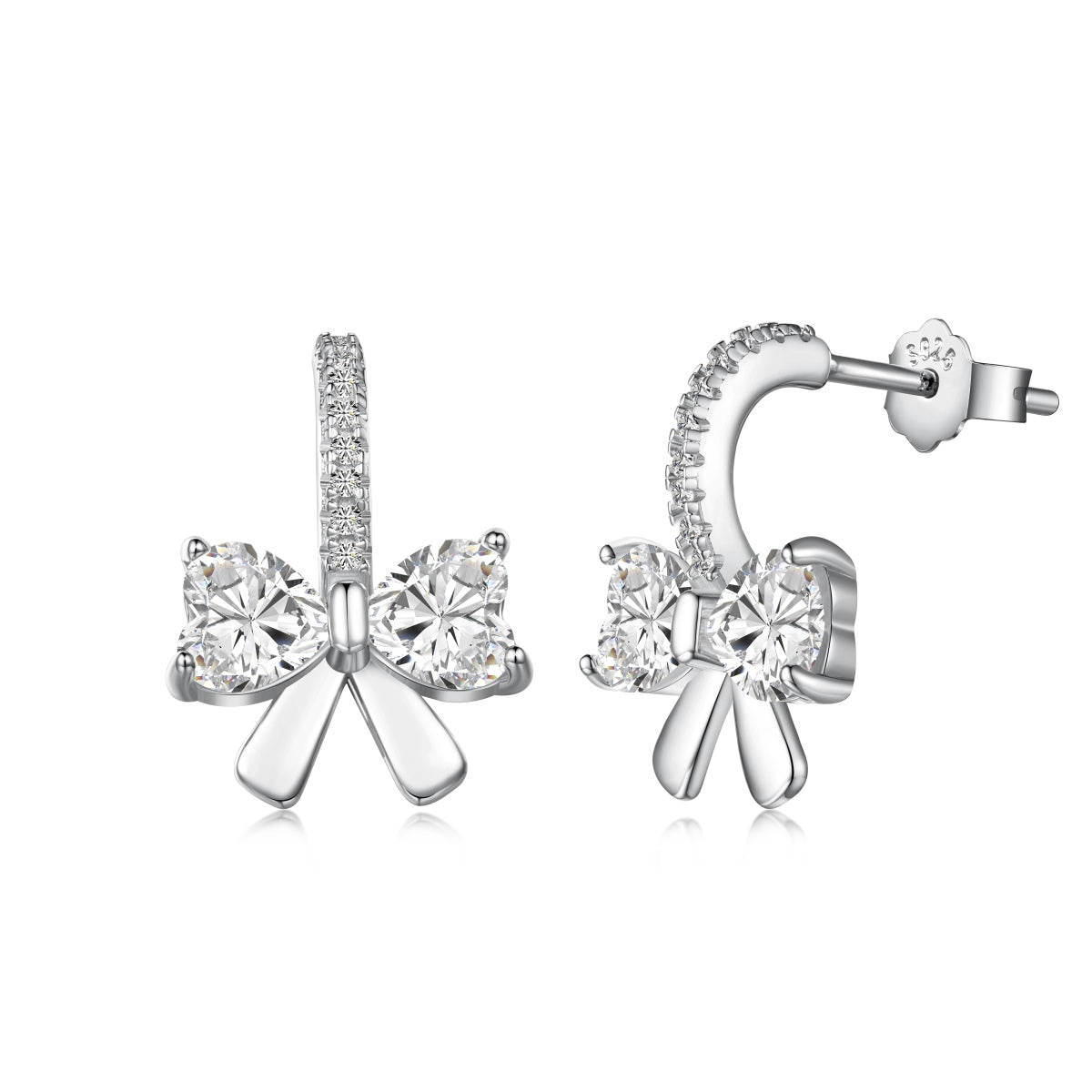 [Perla Lux]Exquisite Earrings With Heart-Shaped Bow Design