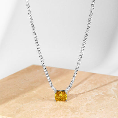 [Perla Lux]4.0 Carat Elegant Radiant Cut Necklace