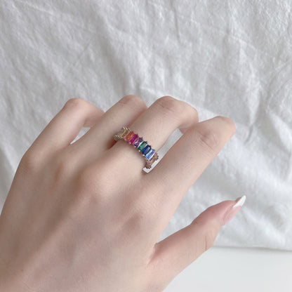 [Perla Lux]Unique Colorful Radiant Cut RIng