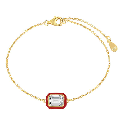 [Perla Lux]2.0 Carat Sparkling Colorful Emerald Cut Daily Bracelet