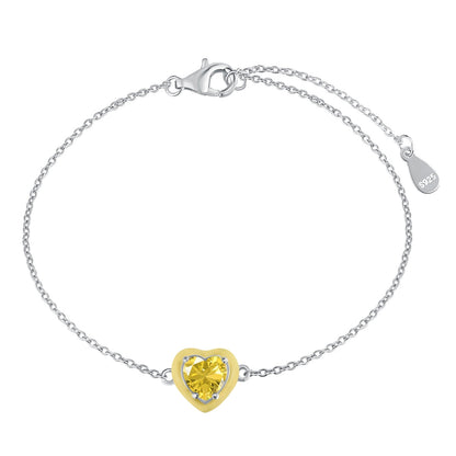 [Perla Lux]Sparkling Romantic Heart Shape Lover Bracelet