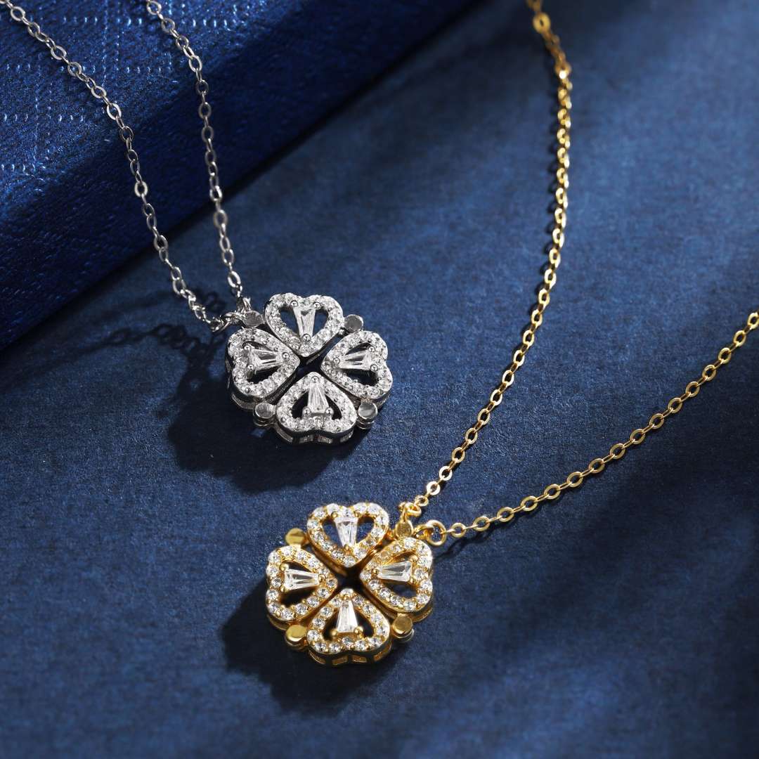 [Perla Lux]Ornate Heart Cut Flower Shape Necklace