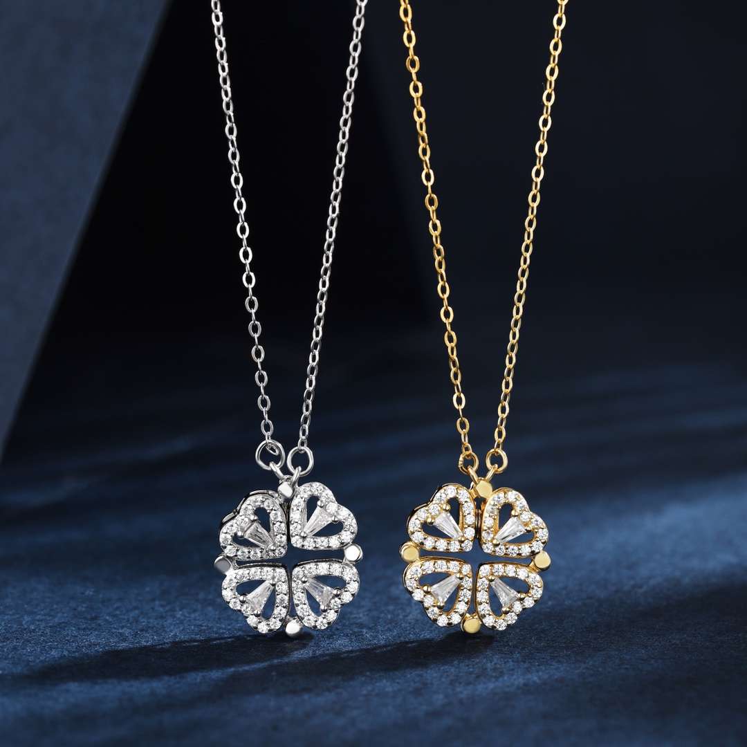 [Perla Lux]Ornate Heart Cut Flower Shape Necklace
