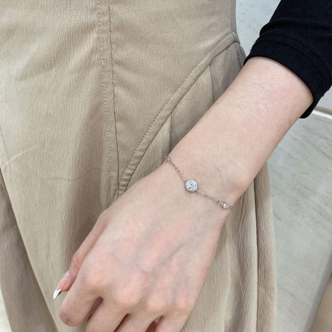 [Perla Lux]Dazzling Round Cut Shape Bracelet