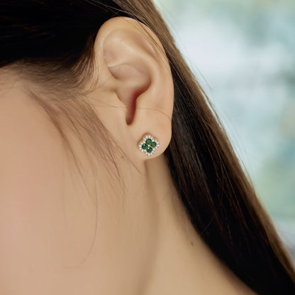 [Perla Lux]Four-Leaf Clover Flower Shaped Earrings