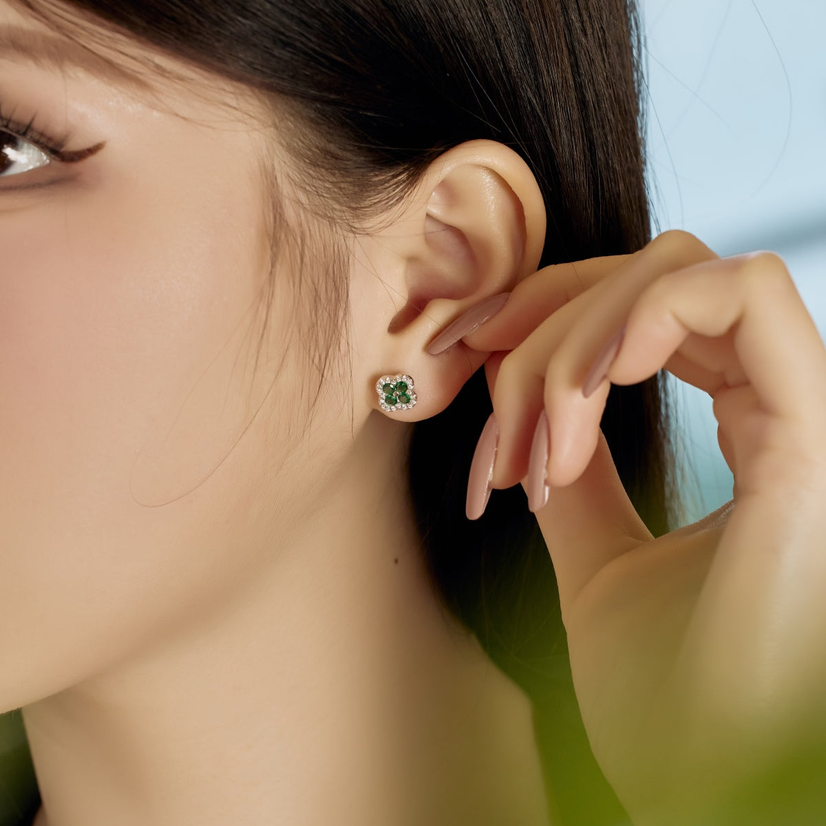 [Perla Lux]Four-Leaf Clover Flower Shaped Earrings