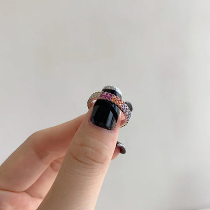 [Perla Lux]Unique Colorful Round Cut Tennis Ring