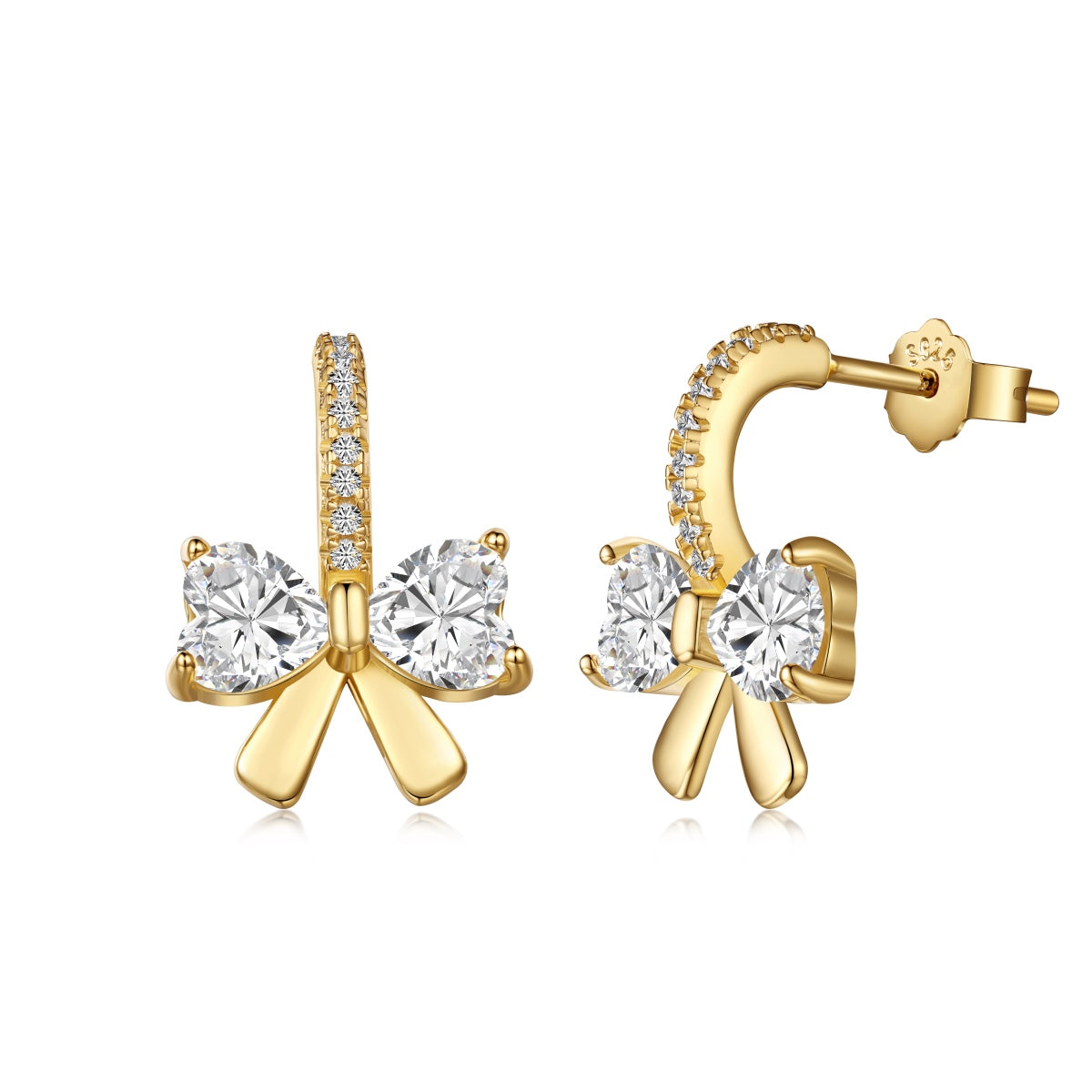 [Perla Lux]Exquisite Earrings With Heart-Shaped Bow Design