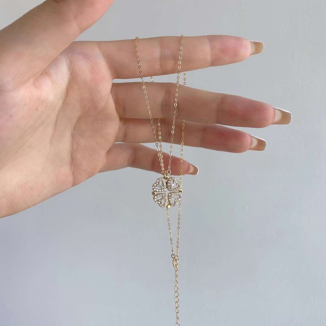 [Perla Lux]Ornate Heart Cut Flower Shape Necklace