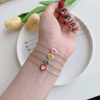 [Perla Lux]Sparkling Romantic Heart Shape Lover Bracelet
