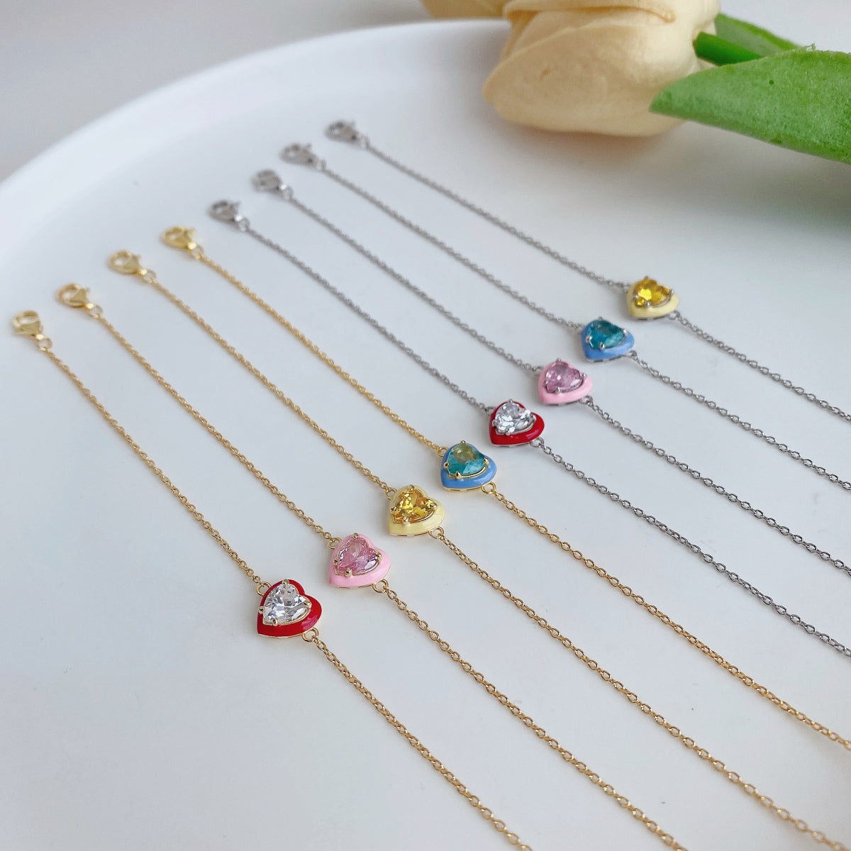 [Perla Lux]Sparkling Romantic Heart Shape Lover Bracelet