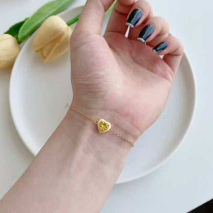[Perla Lux]Sparkling Romantic Heart Shape Lover Bracelet