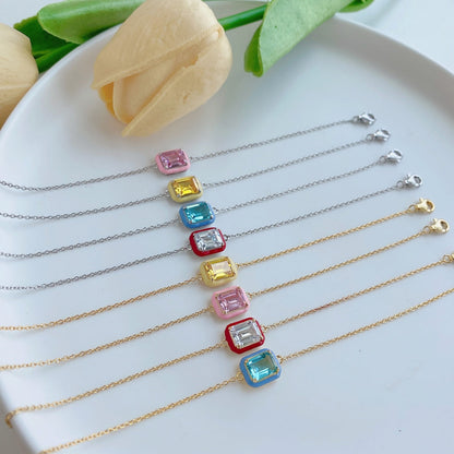 [Perla Lux]2.0 Carat Sparkling Colorful Emerald Cut Daily Bracelet