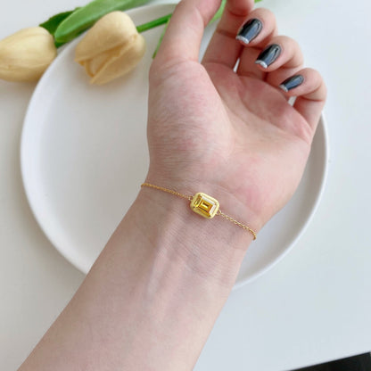 [Perla Lux]2.0 Carat Sparkling Colorful Emerald Cut Daily Bracelet