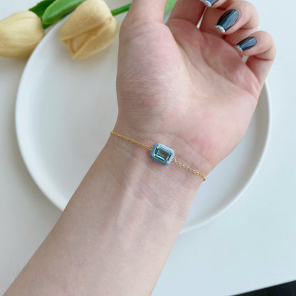 [Perla Lux]2.0 Carat Sparkling Colorful Emerald Cut Daily Bracelet